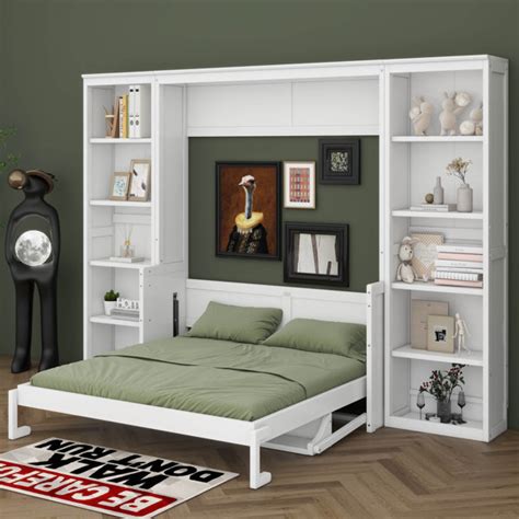 Wildon Home Murphy Bed Wall Bed With Desk And Bookshelf For Small