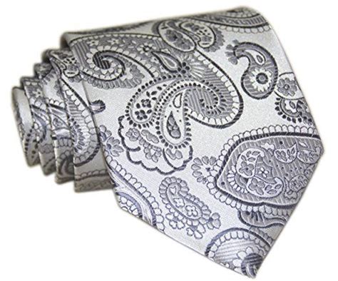 Secdtie Men S Classic Paisley Silver Gray Jacquard Woven Silk Tie