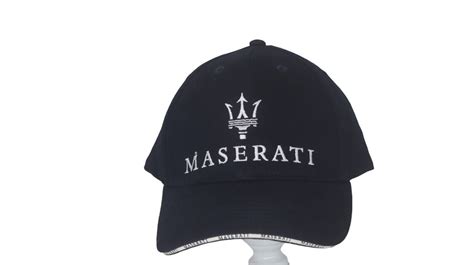 Maserati Trident Logo In Black White Embroidered Baseball Cap Hat New