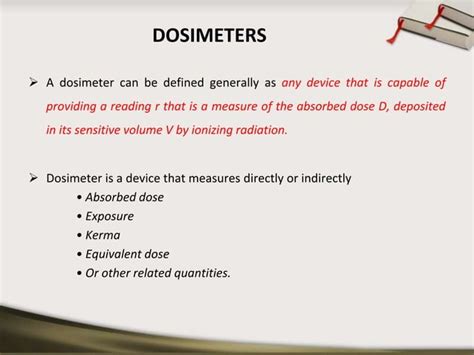 Dosimetry concepts and dosimeters