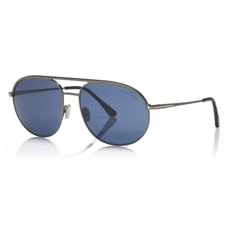 Tom Ford Gio Sunglasses Pilot Sunglasses Matte Ruthenium Blue