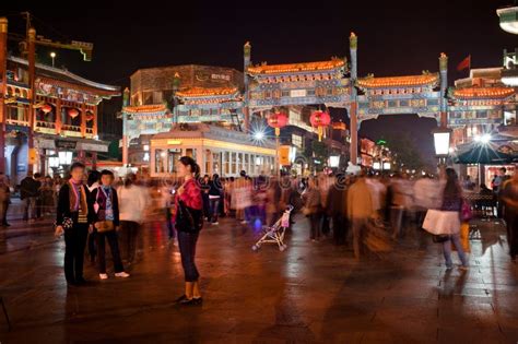 Street View in Beijing at Night Editorial Stock Image - Image of ...