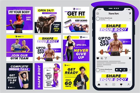 Fit Your Body Social Media Posts | Creative Market