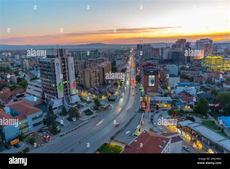 PRISHTINA, KOSOVO, SEPTEMBER 16, 2019: Sunset view of Bill Clinton ...