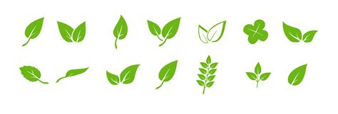 Green Leaf Icons Set Elements 43030198 Vector Art At Vecteezy