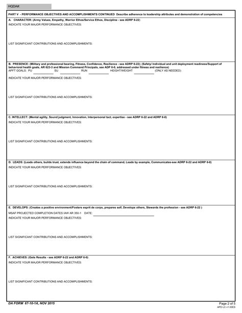 Da Form 67 10 1a Fillable Pdf Printable Forms Free Online