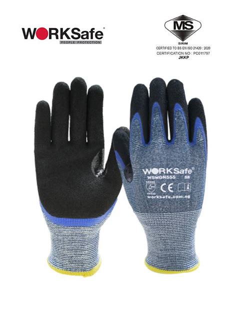 Worksafe Nitrile Oil Proof Microfoam Cut Level E Nylon Liner Gloves N555