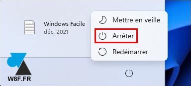 Arrêter un ordinateur Windows 11 - WindowsFacile.fr