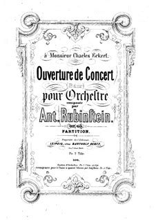 Concert Overture In B Flat Major Op Por A Rubinstein Em M Sicaneo