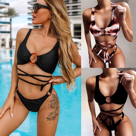 Bañador Sexy De Estilo Vendaje Para Mujer Conjunto De Bikini Sexy Del