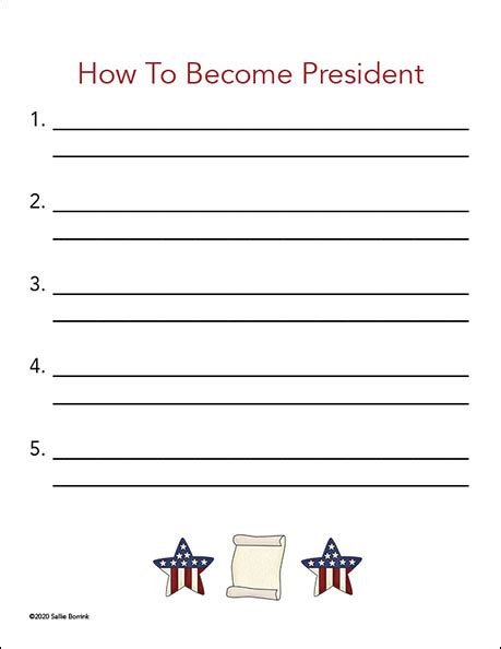 How To Become President Writing Worksheet Sallie Borrink