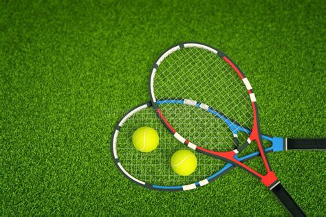 3d Rendering Of Two Tennis Rackets And Two Tennis Balls As Seen From