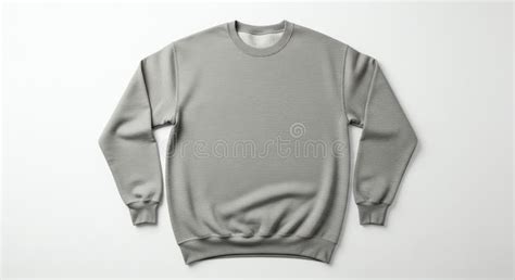 Gray Sweatshirt Mockup On White Background Blank Apparel Stock