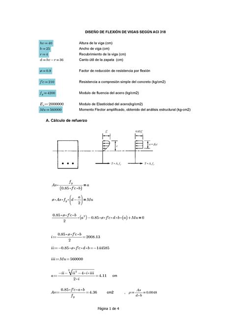 Flexion Aci 318 Flexion Aci 318 Documento DiseÑo De FlexiÓn De Vigas SegÚn Aci 318 Hv ≔ 40