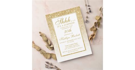 Elegant Gold Glitter Surprise Birthday Party Invitation Zazzle