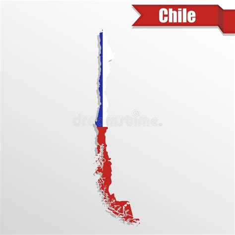 Mapa De Chile Con El Interior Y La Cinta De La Bandera Stock De