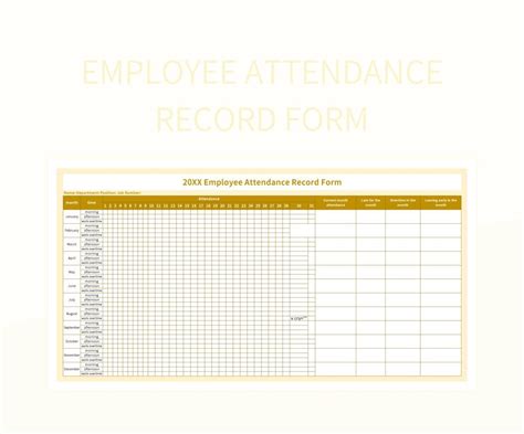 Employee Attendance Record Form Excel Template And Google Sheets File ...