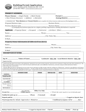 Fillable Online Building Permit Application Kirkwoodmo Org Fax Email