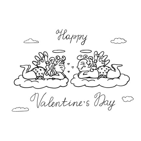 Premium Vector Single Element Of Cute Cupids On The Clouds With Angel