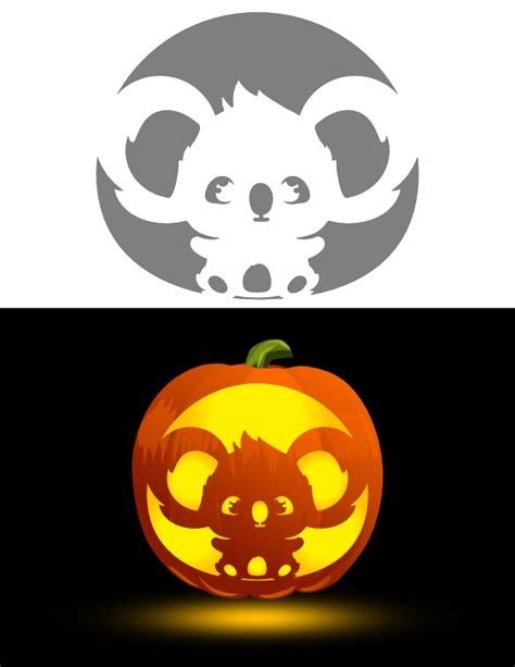 Printable Cute Koala Pumpkin Stencil