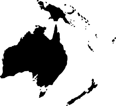 Vector Silhouette Of Continent Oceania Map On White Background 22933137 Vector Art At Vecteezy