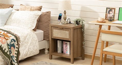 Amazon Sicotas Rattan Night Stands With Charging Station