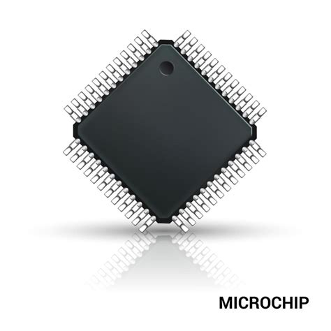 Microchip. Computer CPU. Microprocessor. 3D realistic illustration ...