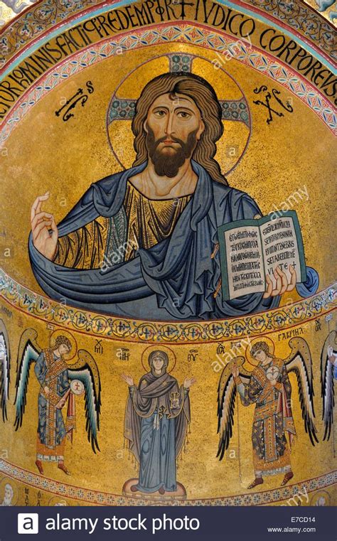 El Cristo Pantocrator Mosaico En La Catedral De Cefalu Fotograf A De