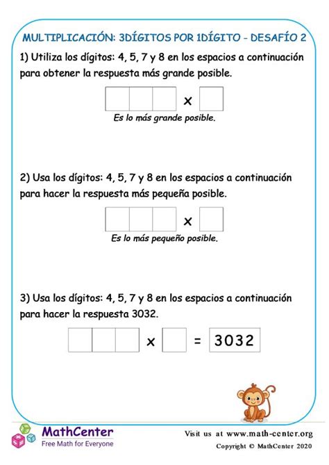 Math Center Tercer Grado Hojas De Trabajo Multiplicaci N De Varias