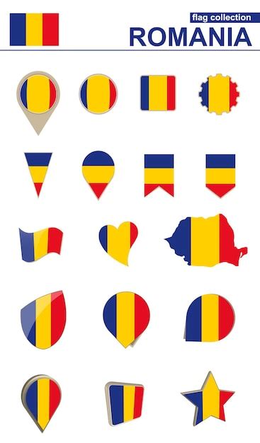 Premium Vector Romania Flag Collection Big Set For Design