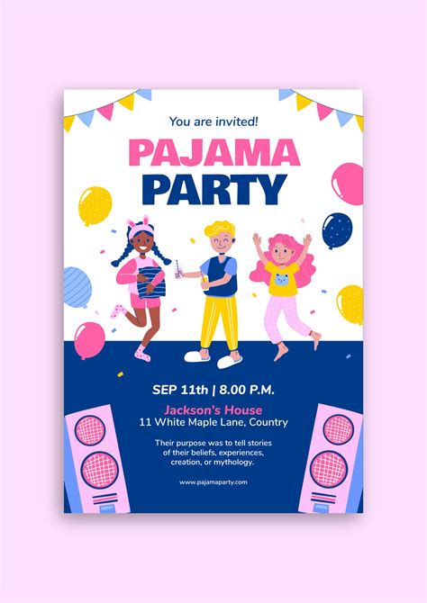 Design For Free This Hand Drawn Colorful Jacksons Pajama Party