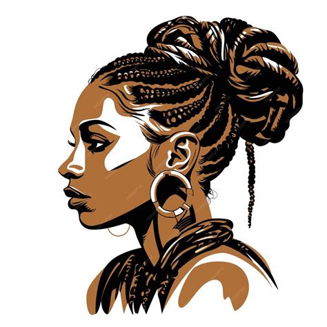 Premium Vector | Black_brown_skin_woman_with_braids_clip_art_bold