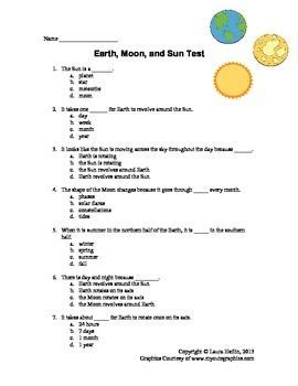 Sun Earth Moon System Worksheet