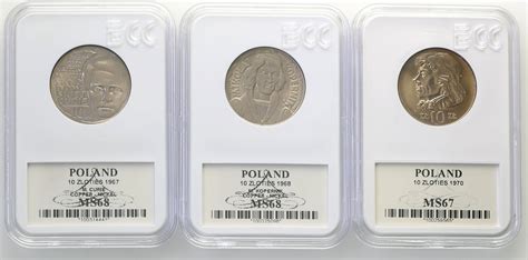 10 złotych CuNi Kościuszko Kopernik lot 3 szt st 1 archiwum niemczyk pl