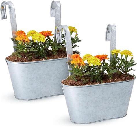 Amazon Juvale 2 Pack Large Galvanized Metal Hanging Bucket Planter