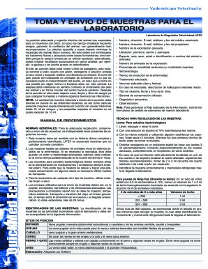 Fillable Online MANUAL DE OBTENCIN Y ENVO DE MUESTRAS PARA EL Fax