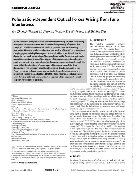 Pdf Polarization Dependent Optical Forces Arising From Fano Interference