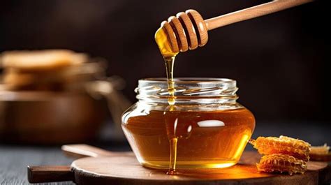 Premium Ai Image Honey Jar With Honey Dipper