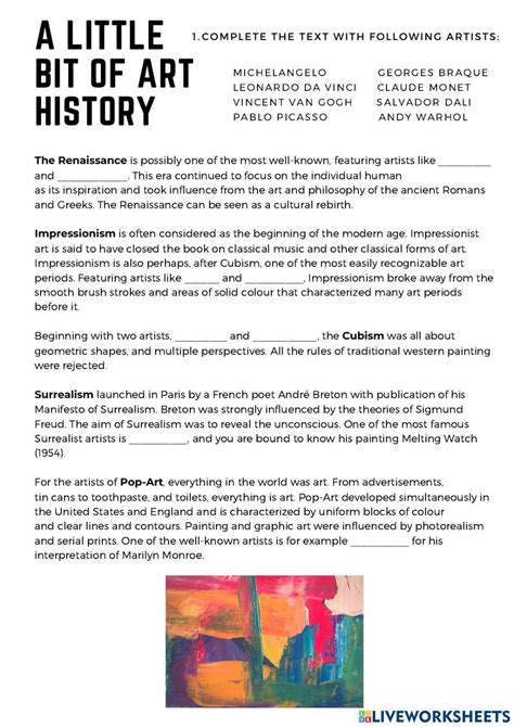 Art History Worksheets For Th Year On Quizizz Free Printable