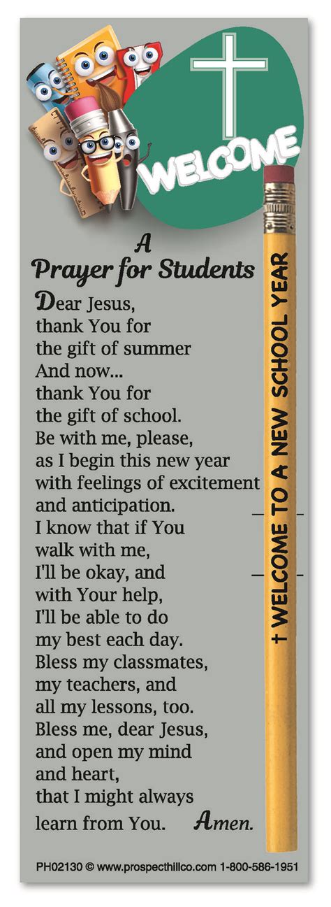 Back to School Bookmark – A Prayer for Students without Pencil ...