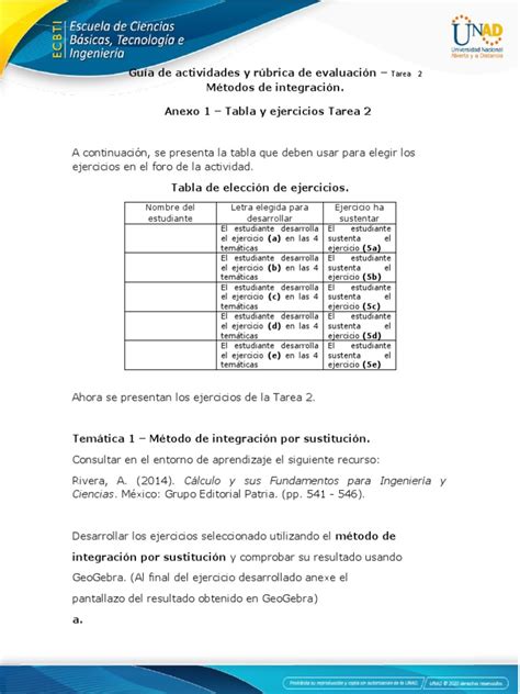 Anexo 1 Tabla Y Ejercicios Tarea 2 Pdf Integral Zona