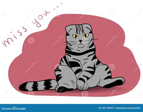 Funny Cartoon Cat Tired, the Cat is Sad Stock Vector - Illustration of comic, drawing: 120178649