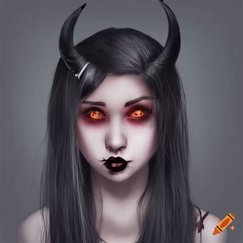 Character Design Of A Black Haired Vampire With Horns On Craiyon