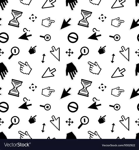 Computer Arrow Cursors On White Seamless Pattern Vector Image