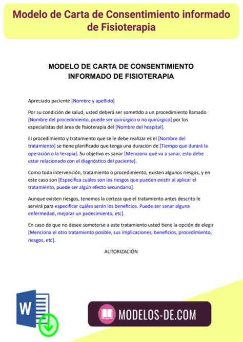 Carta De Consentimiento Informado De Fisioterapia Milformatos