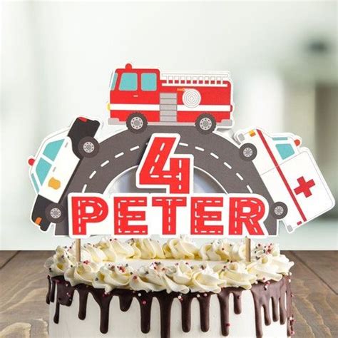 Personalized Rescue Vehicle Cake Topper Emergency Vehicle Fire Truck