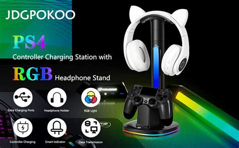 Ps4 Controller Charger With Rgb Headphone Stand Jdgpokoo Ps4 Controller Charger