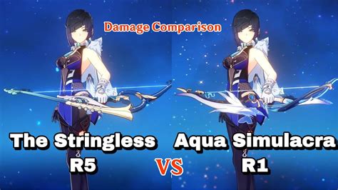 F2p Yelan Damage Comparison Stringless Vs Aqua Simulacra Youtube