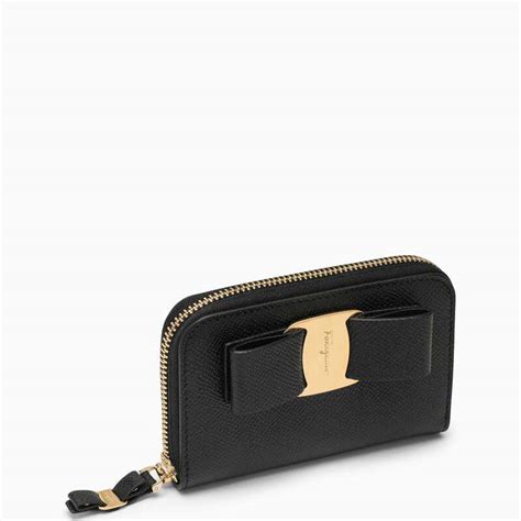 Buy FERRAGAMO Vara Zip Around Wallet With Bow Black At 33 Off