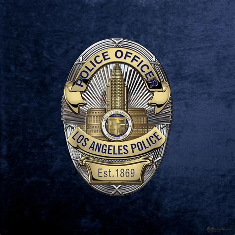 Los Angeles Police Department L A P D Police Officer Badge Over Blue